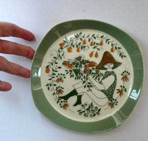 1960s Norwegian PLATE by Figgjo Flint (Sicilia Design) by Turi Gramstad. A Boy with Tray of Orchard Fruits