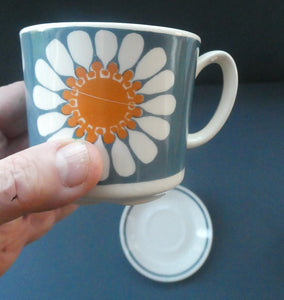 1970s DAISY Turi Design Smaller Cup and Saucer. Daisy Pattern for Figgjo Flint, Norway 