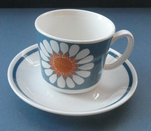 1970s DAISY Turi Design Smaller Cup and Saucer. Daisy Pattern for Figgjo Flint, Norway 