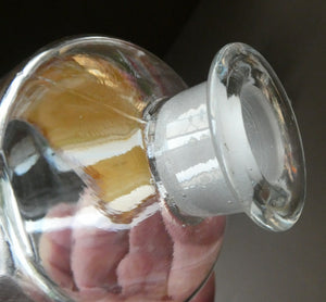 Larger Antique Clear Glass Chemist Bottle. TINCT: LOBEL: AETH with Original Foil Label and Lozenge Stopper