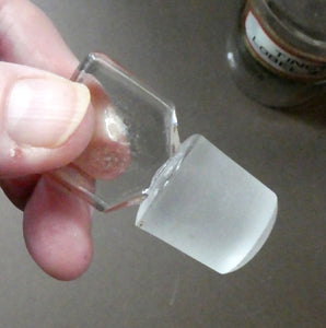 Larger Antique Clear Glass Chemist Bottle. TINCT: LOBEL: AETH with Original Foil Label and Lozenge Stopper
