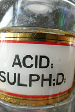 Load image into Gallery viewer, Antique Clear Glass Chemist Bottle. ACID: SULPH : D: with Original Foil Label and Lozenge Stoppe
