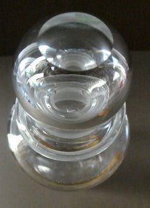 Large Antique Clear Glass Chemist Bottle. PULV: PUMICE: with Original Foil Label and Ball Stopper