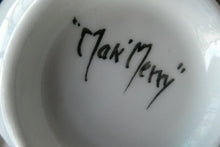 Load image into Gallery viewer, Vintage 1920s Hand Painted MAK MERRY: Cup and Saucer/ White Prunus on Blue
