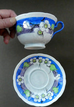 Load image into Gallery viewer, Vintage 1920s Hand Painted MAK MERRY: Cup and Saucer/ White Prunus on Blue
