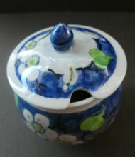 Load image into Gallery viewer, 1920s Mak Merry Hand-Painted LIDDED POT. Blue Background with Prunus Flowers
