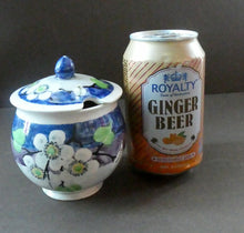 Load image into Gallery viewer, 1920s Mak Merry Hand-Painted LIDDED POT. Blue Background with Prunus Flowers
