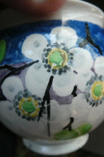 Load image into Gallery viewer, 1920s Mak Merry Hand-Painted LIDDED POT. Blue Background with Prunus Flowers
