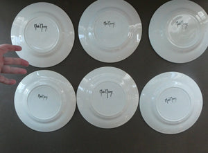 Set of Six Scottish Art Pottery Mak Merry Dessert Plate Prunus Design