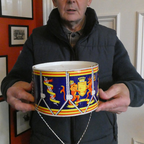 Vintage 1950s Child's Tin Drum with Royal Crest Design by Chad Valley