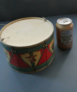 Vintage 1940s Child's Tin Drum / Decorator's Item with Victory in Europe Motif