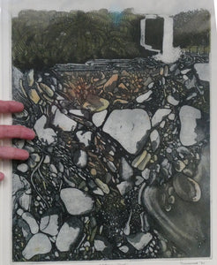 1971 Etching & Aquatint Entitled "Stone Pool" by Phil Greenwood. Pencil Signed