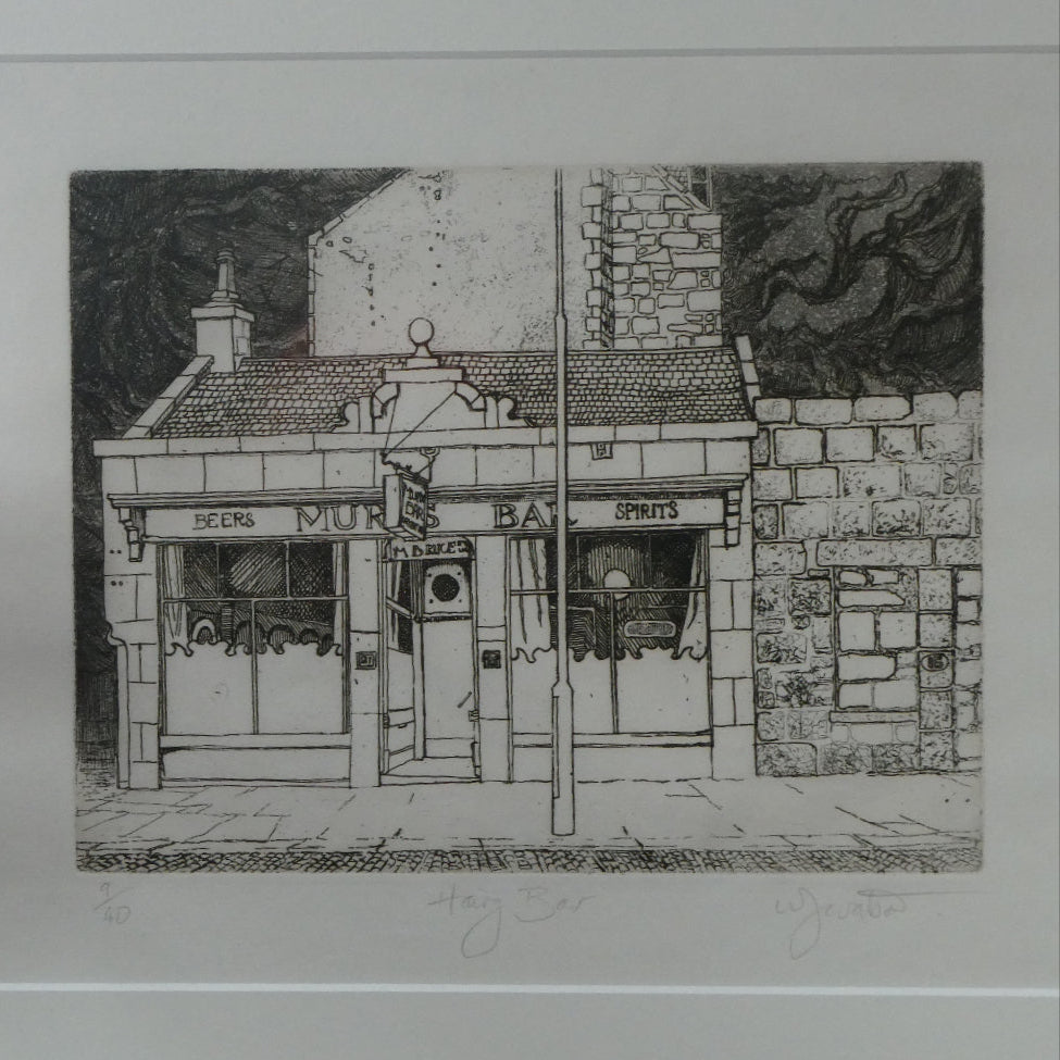 SCOTTISH ART: Rare 1970s ABERBEEN PUBS Etching: 