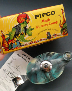 Vintage 1940s Plastic PIFCO Magic Nursery Lamp / Aladdin Lamp.  Boxed with Instructions