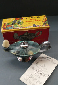 Vintage 1940s Plastic PIFCO Magic Nursery Lamp / Aladdin Lamp.  Boxed with Instructions