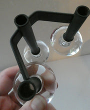 Load image into Gallery viewer, Vintage Single 1970s Candlestick with Metal Body Section and Three Oval Crystal Holders
