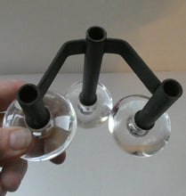 Load image into Gallery viewer, Vintage Single 1970s Candlestick with Metal Body Section and Three Oval Crystal Holders
