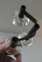 Load image into Gallery viewer, Vintage Single 1970s Candlestick with Metal Body Section and Three Oval Crystal Holders
