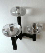 Load image into Gallery viewer, Vintage Single 1970s Candlestick with Metal Body Section and Three Oval Crystal Holders
