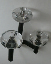 Load image into Gallery viewer, Vintage Single 1970s Candlestick with Metal Body Section and Three Oval Crystal Holders
