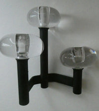 Load image into Gallery viewer, Vintage Single 1970s Candlestick with Metal Body Section and Three Oval Crystal Holders
