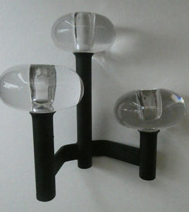 Vintage Single 1970s Candlestick with Metal Body Section and Three Oval Crystal Holders