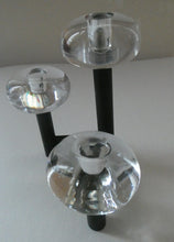 Load image into Gallery viewer, Vintage Single 1970s Candlestick with Metal Body Section and Three Oval Crystal Holders
