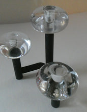 Load image into Gallery viewer, Vintage Single 1970s Candlestick with Metal Body Section and Three Oval Crystal Holders
