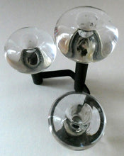 Load image into Gallery viewer, Vintage Single 1970s Candlestick with Metal Body Section and Three Oval Crystal Holders
