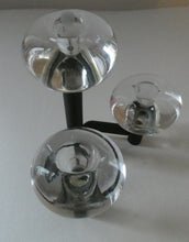 Load image into Gallery viewer, Vintage Single 1970s Candlestick with Metal Body Section and Three Oval Crystal Holders
