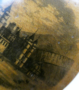 Antique SCOTTISH 19th Century MAUCHLINE Ware Trinket Box (c 1880), with an image of Holyrood Palace
