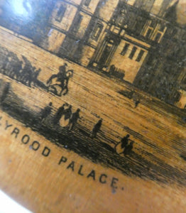 Antique SCOTTISH 19th Century MAUCHLINE Ware Trinket Box (c 1880), with an image of Holyrood Palace