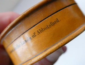 Antique SCOTTISH 19th Century MAUCHLINE Ware Trinket Box (c 1880), with an image of Holyrood Palace