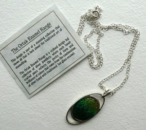 SCOTTISH SILVER. Pre-Loved Silver and Green Enamel ORTAK ELEMENTS Pendant. BOXED