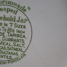 Load image into Gallery viewer, LARGE Early 20th Century Antique Grimwades White Hooped Household Jar or Canister. MEAL (in green letters)
