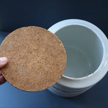 Load image into Gallery viewer, LARGE Early 20th Century Antique Grimwades White Hooped Household Jar or Canister. MEAL (in green letters)
