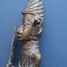 Load image into Gallery viewer, AFRICAN Benin Bronze, NIGERIA. Figurine / Sculpture of a Warrior Holding a Spear. 11 3/4 inches
