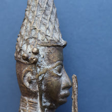 Load image into Gallery viewer, AFRICAN Benin Bronze, NIGERIA. Figurine / Sculpture of a Warrior Holding a Spear. 11 3/4 inches
