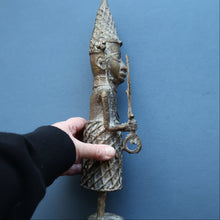 Load image into Gallery viewer, AFRICAN Benin Bronze, NIGERIA. Figurine / Sculpture of a Warrior Holding a Spear. 11 3/4 inches
