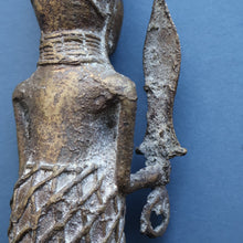 Load image into Gallery viewer, AFRICAN Benin Bronze, NIGERIA. Figurine / Sculpture of a Warrior Holding a Spear. 11 3/4 inches
