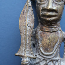 Load image into Gallery viewer, AFRICAN Benin Bronze, NIGERIA. Figurine / Sculpture of a Warrior Holding a Spear. 11 3/4 inches
