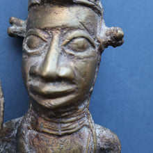 Load image into Gallery viewer, AFRICAN Benin Bronze, NIGERIA. Figurine / Sculpture of a Warrior Holding a Spear. 11 3/4 inches

