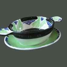 Load image into Gallery viewer, Rarer Bough Pottery ART DECO Ceramic Quaichs and Matching Underplates. Painted by Elizabeth Amour 1920s

