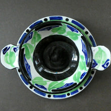 Load image into Gallery viewer, Rarer Bough Pottery ART DECO Ceramic Quaichs and Matching Underplates. Painted by Elizabeth Amour 1920s
