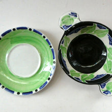Load image into Gallery viewer, SCOTTISH POTTERY Bowl. Rarer Bough Pottery ART DECO Ceramic Quaich and Matching Underplate. Painted by Elizabeth Amour 1920s
