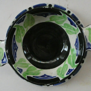 SCOTTISH POTTERY Bowl. Rarer Bough Pottery ART DECO Ceramic Quaich and Matching Underplate. Painted by Elizabeth Amour 1920s