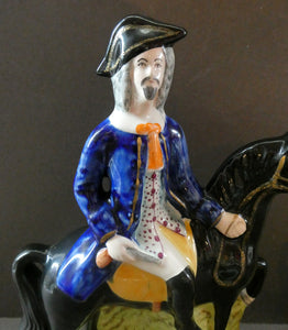 Smaller Pair. 19th Century Antique Staffordshire HIGHWAYMEN Figurines of Dick Turpin and Tom King