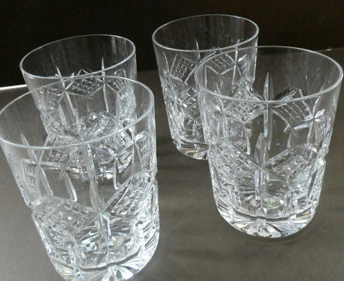 SET OF FOUR Vintage Waterford Crystal GRAINNE Chunky Whisky Tumbler. 4 3/8 inches in height