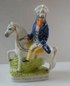 Smaller Pair. 19th Century Antique Staffordshire HIGHWAYMEN Figurines of Dick Turpin and Tom King