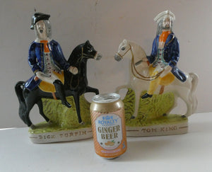 Smaller Pair. 19th Century Antique Staffordshire HIGHWAYMEN Figurines of Dick Turpin and Tom King